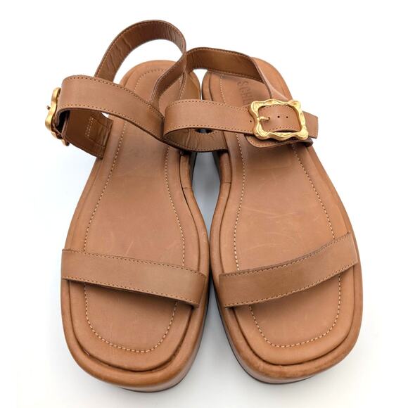 Schutz Wavy Ankle Strap Platform Sandals Women's Leather Brown Size US10.5B EU41 - Picture 10 of 11